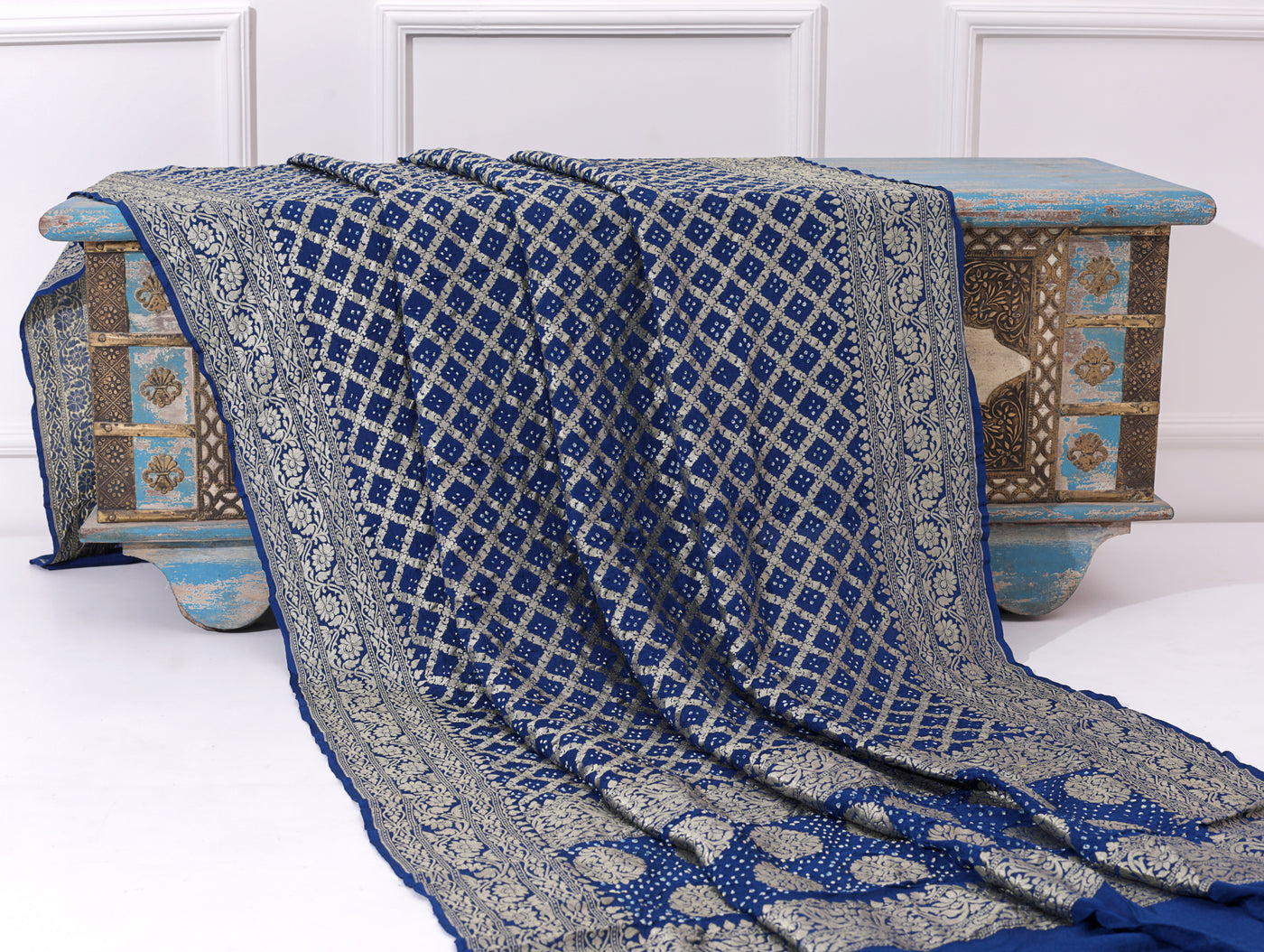 Navy Blue Bandhni Dupatta