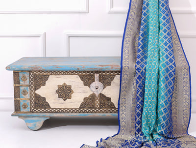 Blue Georgette Bandhni Dupatta
