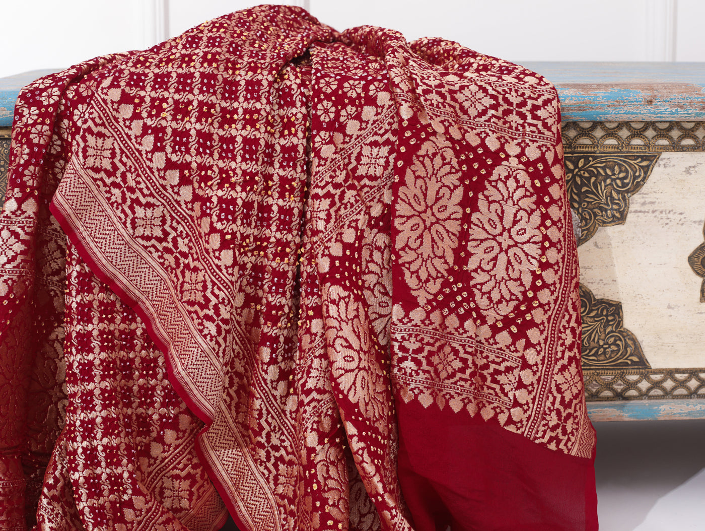 Maroon Bandhni Dupatta