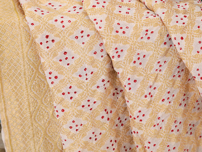 Cream with Maroon Bandhni Dupatta