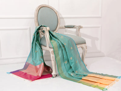 Blue Silk Zari Dupatta
