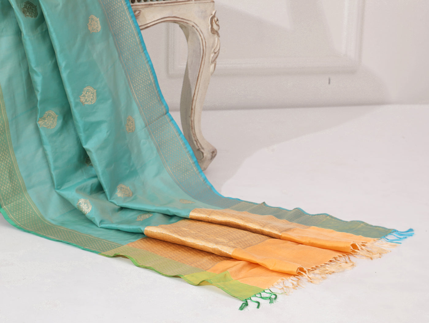 Blue Silk Zari Dupatta
