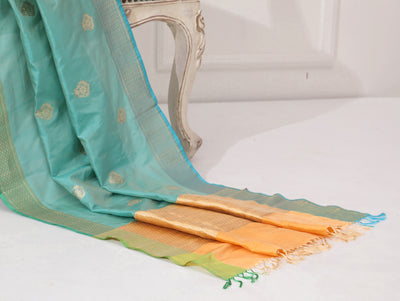 Blue Silk Zari Dupatta