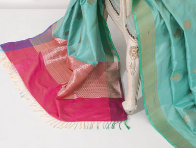 Blue Silk Zari Dupatta