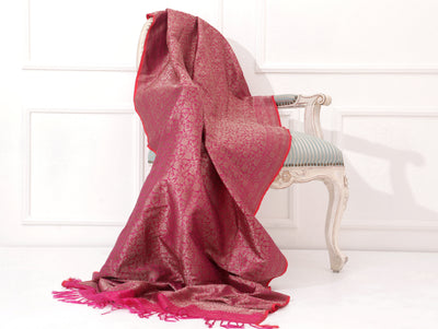 Pink Silk Brocade Dupatta