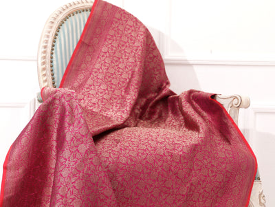 Pink Silk Brocade Dupatta