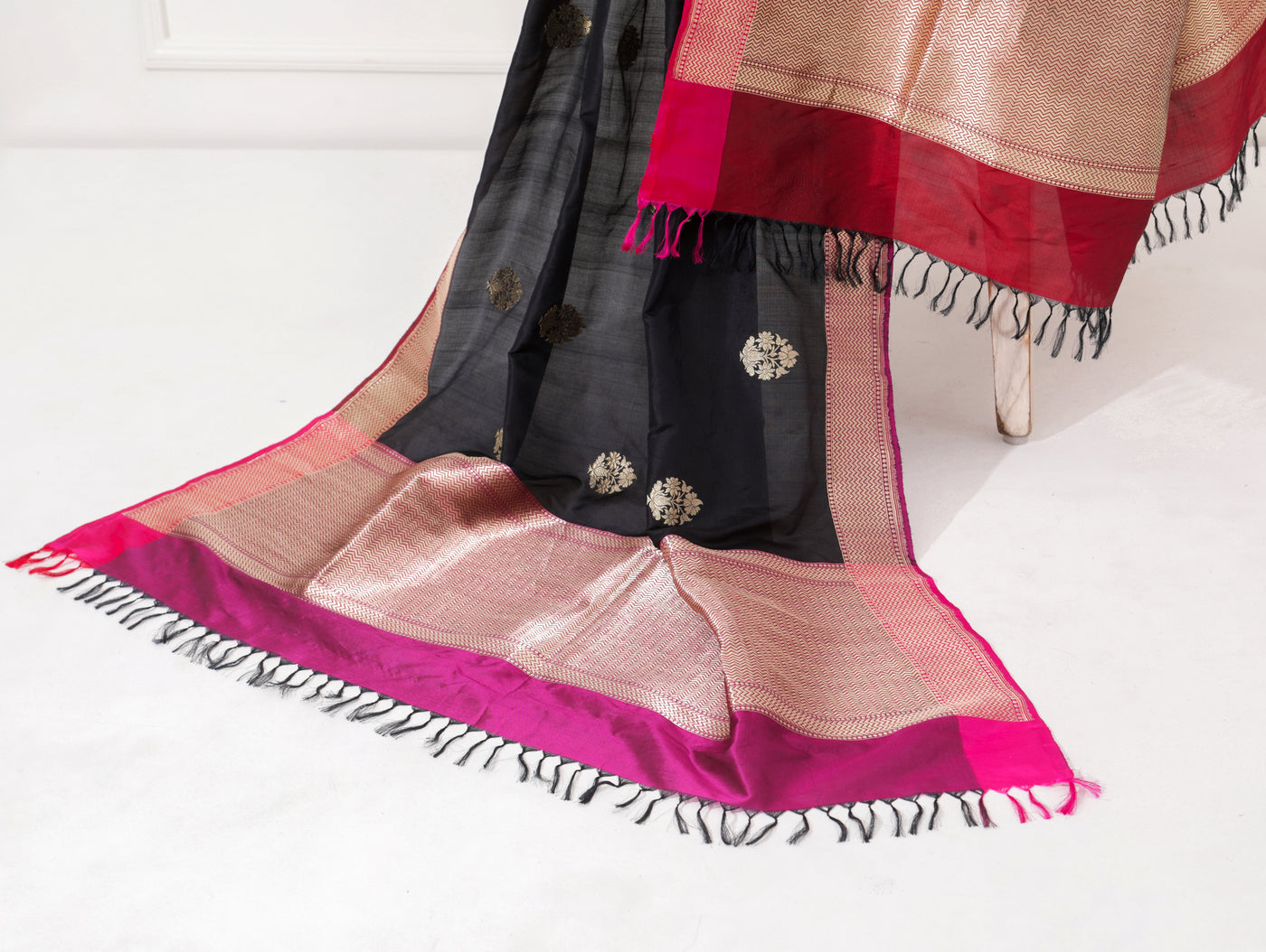 Black Silk Zari Dupatta