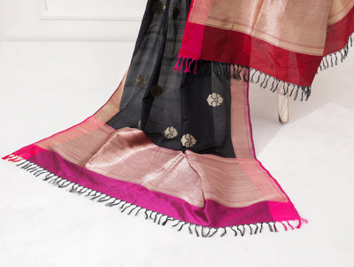 Black Silk Zari Dupatta