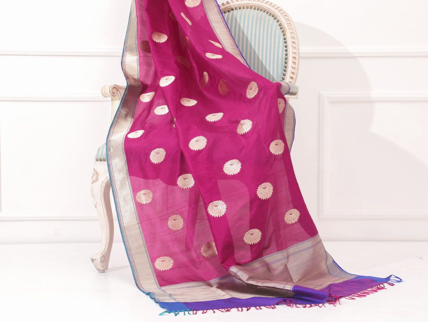 Purple Silk Zari Dupatta