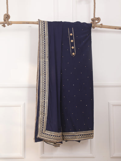 Navy Blue Unstitched Suit Set