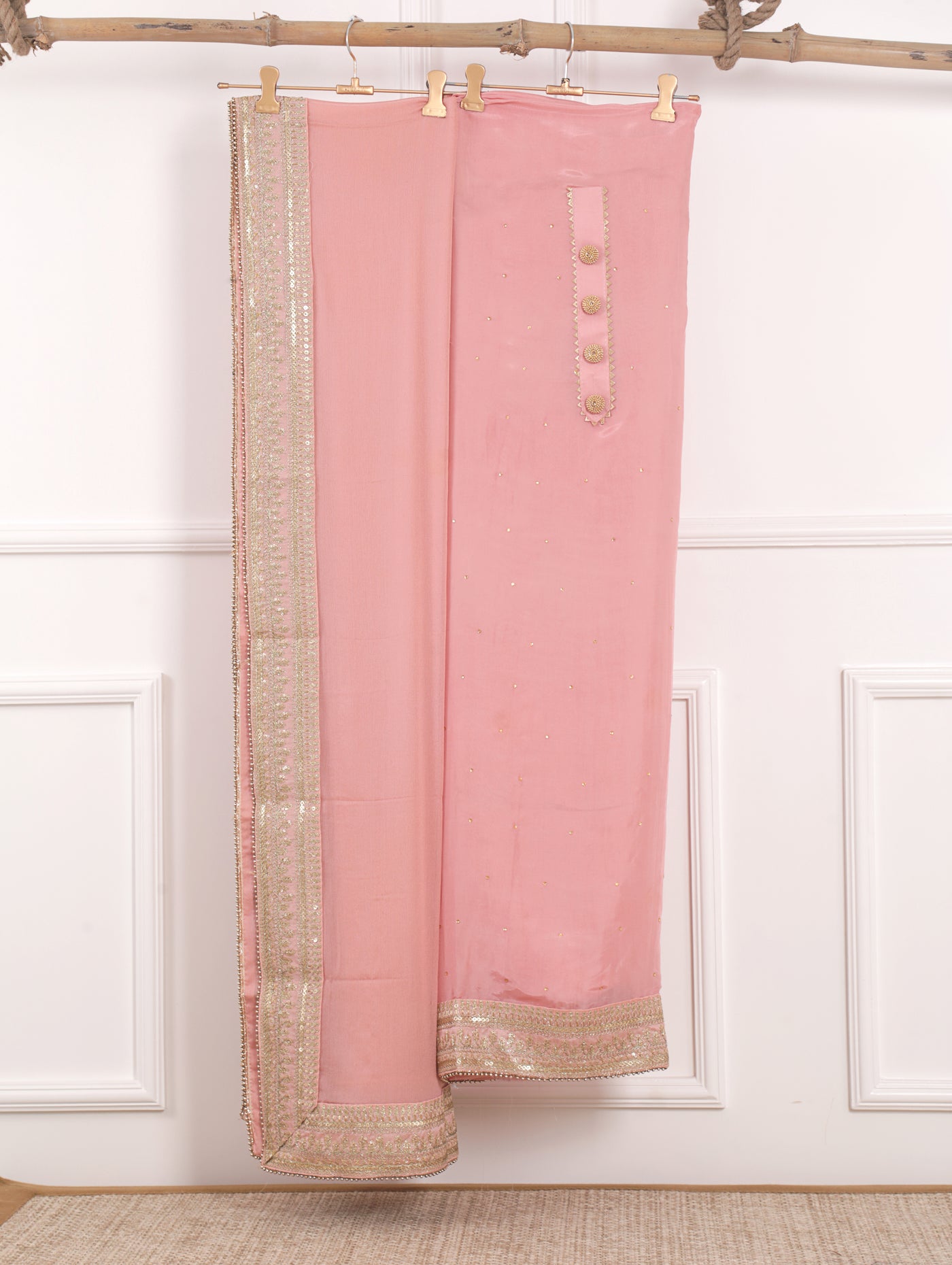 Dusty Rose Unstitched Suit Set
