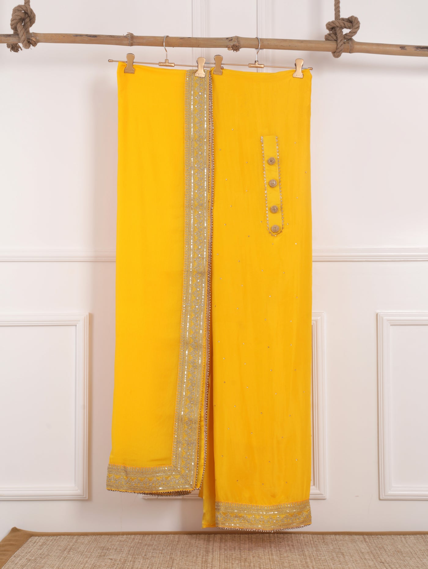 Yellow Unstitched Suit Set