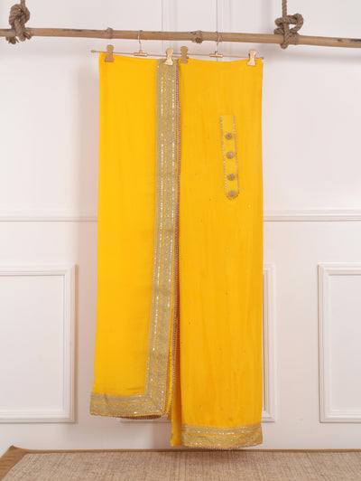 Yellow Unstitched Suit Set