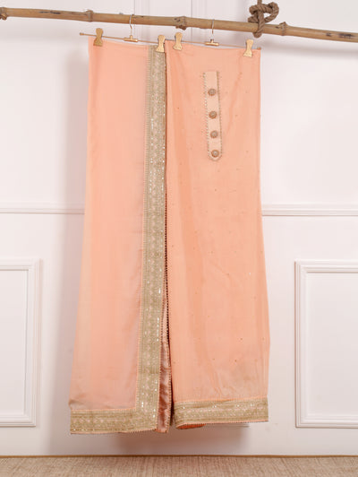 Peach Silk Unstitched Suit Set