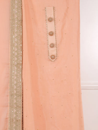 Peach Silk Unstitched Suit Set