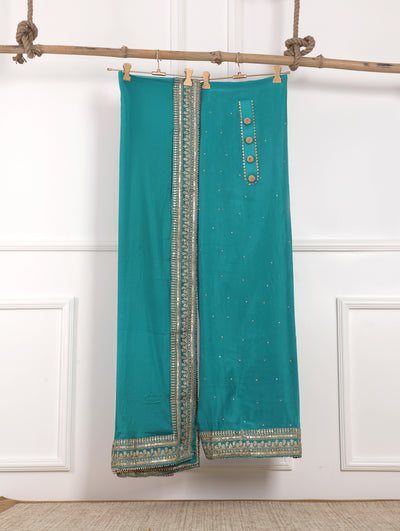 Teal Blue Unstitched Suit Set