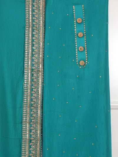 Teal Blue Unstitched Suit Set