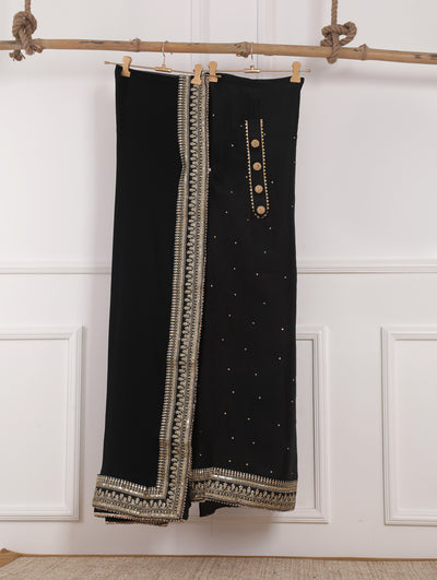 Black Unstitched Suit Set