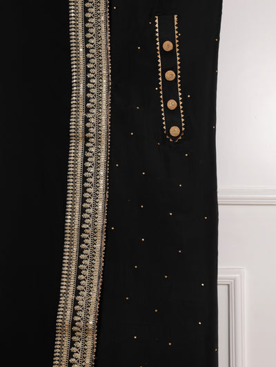 Black Unstitched Suit Set