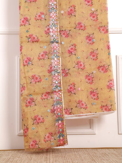 Yellow Floral Unstitched Suit Set