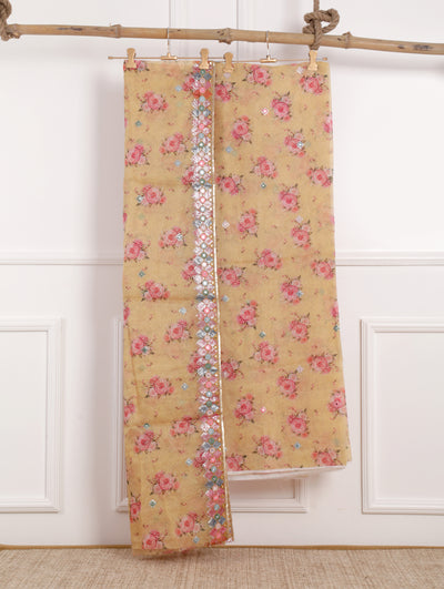 Yellow Floral Unstitched Suit Set