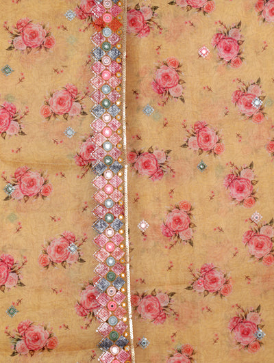 Yellow Floral Unstitched Suit Set