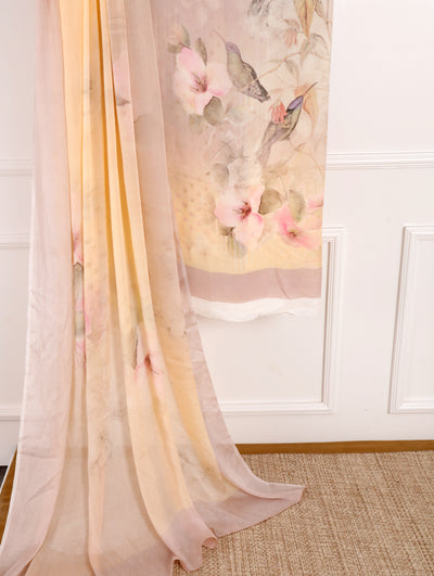 Beige Georgette Unstitched Suit Set
