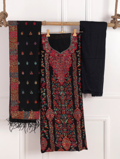 Black Printed Unstitched Suit Set