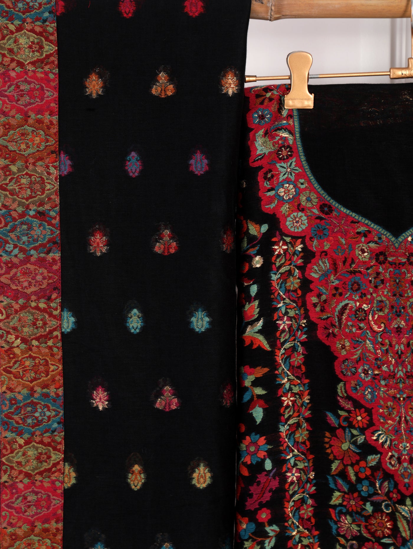 Black Printed Unstitched Suit Set