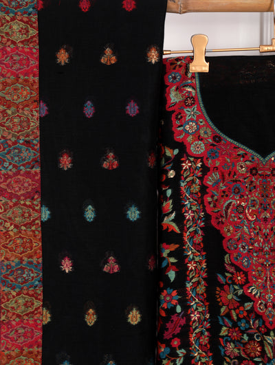 Black Printed Unstitched Suit Set