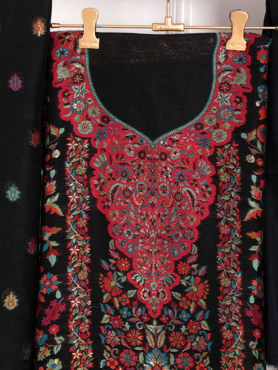 Black Printed Unstitched Suit Set