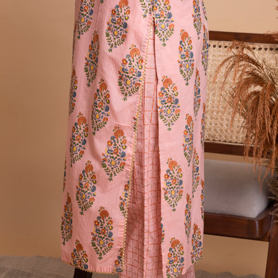 Peach Printed Kurta with Pants