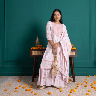 Light Pink Printed Sharara Set