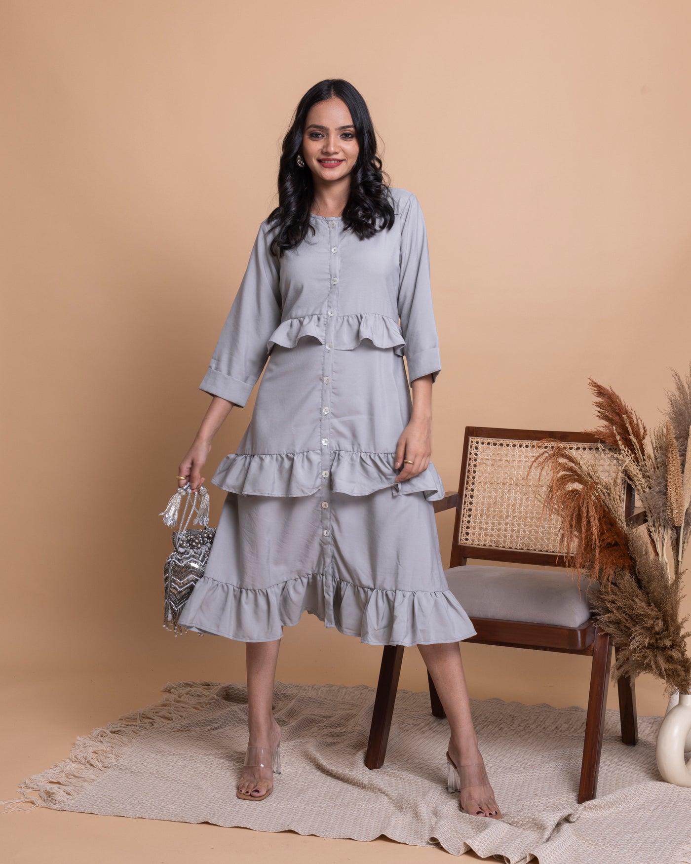Grey Frill Dress