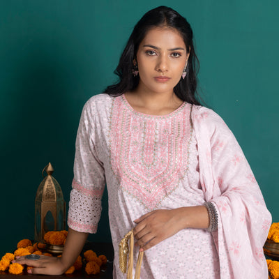 Light Pink Printed Sharara Set
