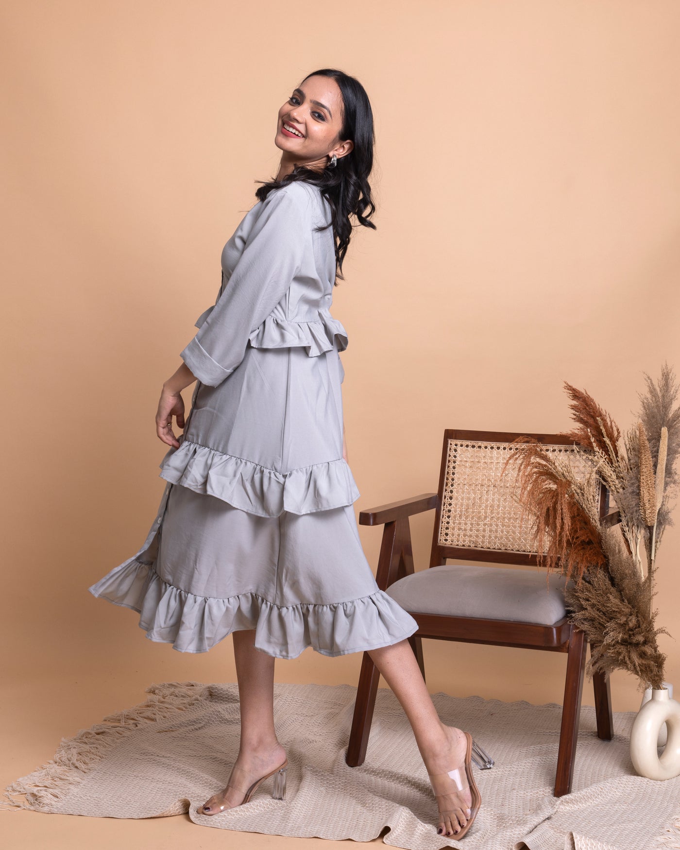 Grey Frill Dress