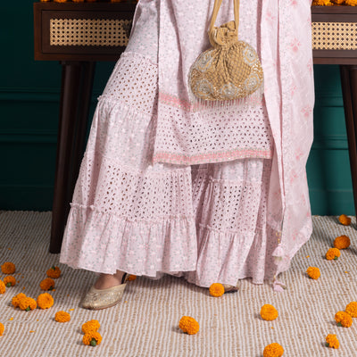 Light Pink Printed Sharara Set