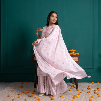 Light Pink Printed Sharara Set