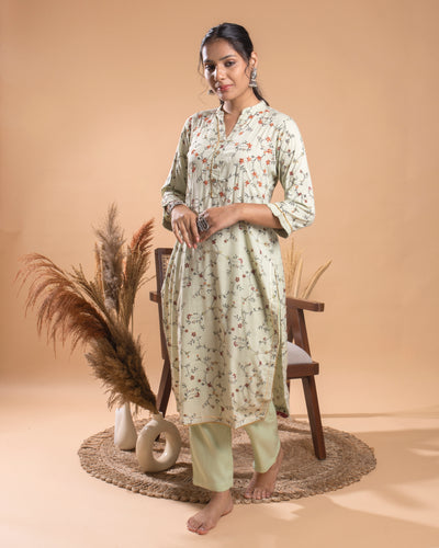 Light Sage Green Embroidered Kurta