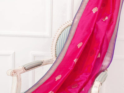 Pink Silk Zari Dupatta