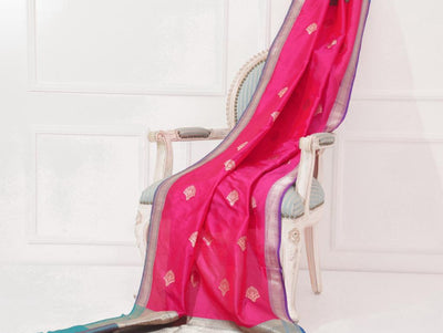Pink Silk Zari Dupatta