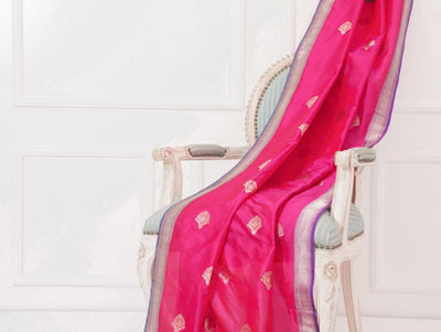 Pink Silk Zari Dupatta
